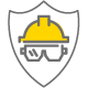 Safety helmet and shield icon